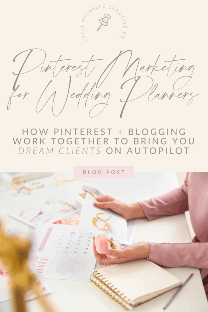 Graphic showing pinterest marketing for wedding planners in action