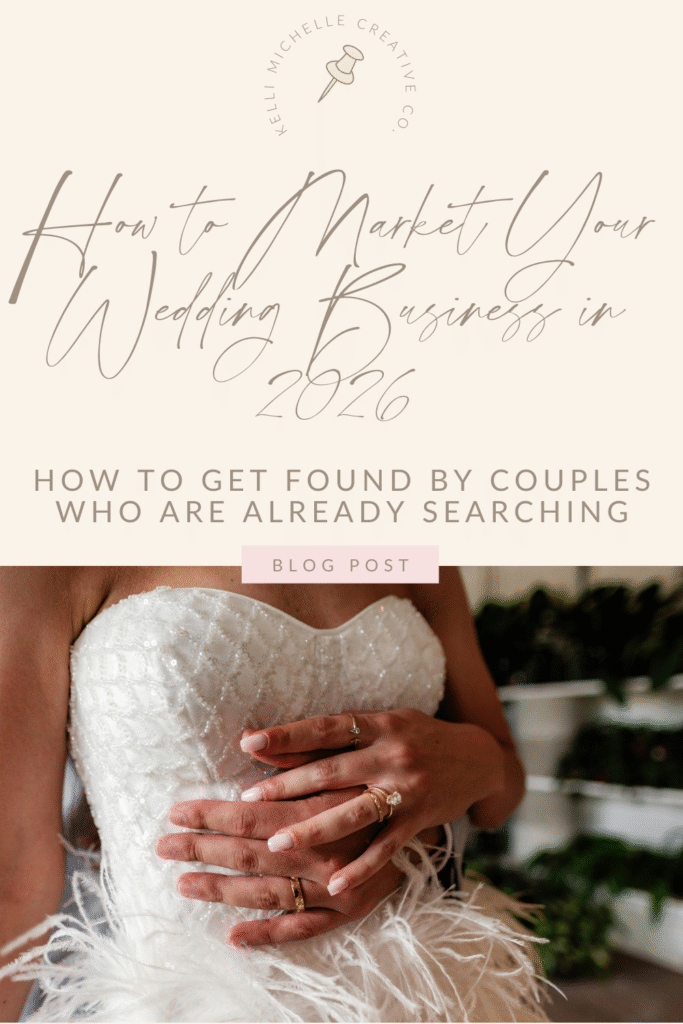 Graphic featuring a married couple that talks about how to market your wedding business this year.